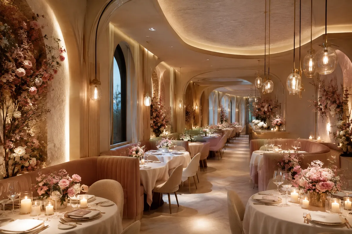 Salón cálido con iluminación de velas