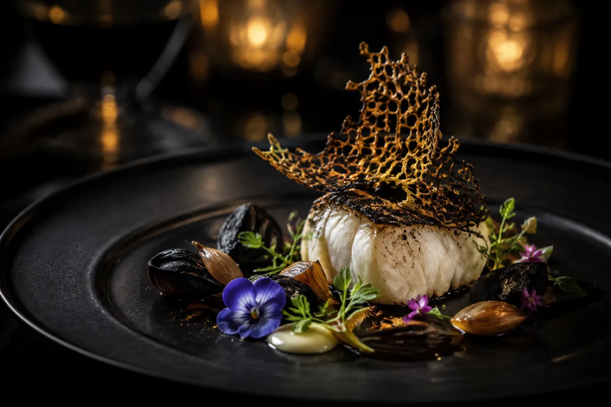 Plato de temporada con flores comestibles