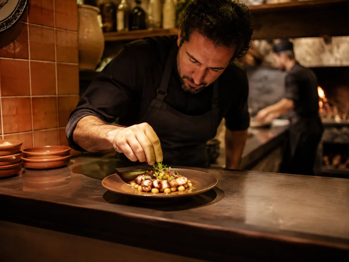 Chef de Savora terminando un plato