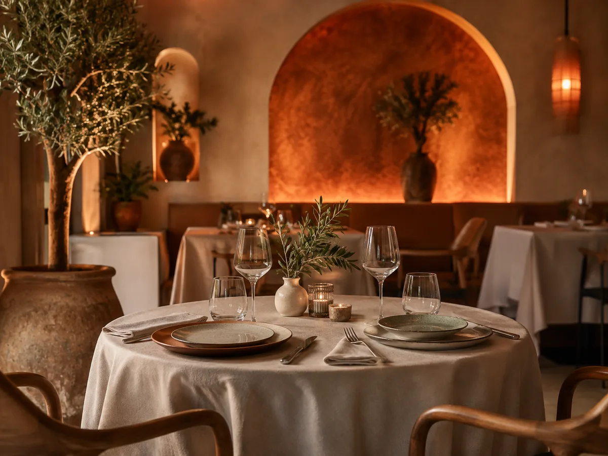 Comedor cálido preparado para recibir a los comensales