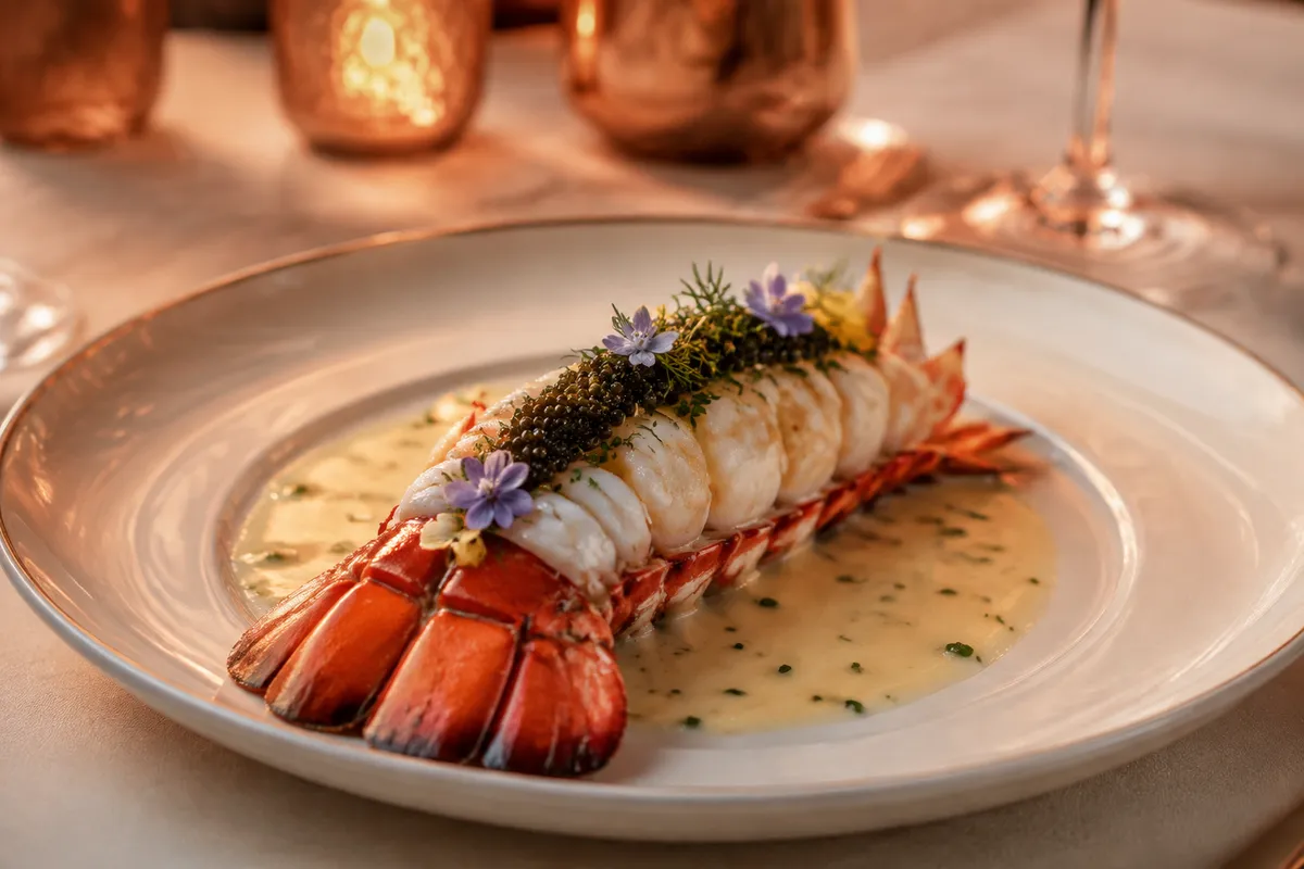 Langosta con salsa de cava y hierbas